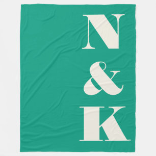 Minimalistische Moderne Monogram Smaragdgroene Tro Fleece Deken