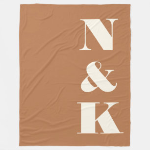 Minimalistische moderne monogram terracotta bruilo fleece deken