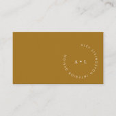 Minimalistische Moderne Mosterd Gouden Cirkel Mono Visitekaartje (Voorkant)
