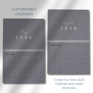 Minimalistische moderne muurkalender 2026 kalender