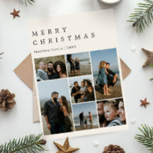 Minimalistische moderne neutrale kerstfamiliefoto