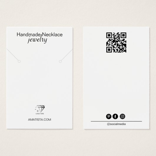 Minimalistische moderne ontwerp ketting oorbel hou visitekaartje (Voorkant /achterkant)