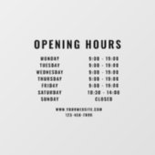 Minimalistische moderne openingsuren zwart voor be raamsticker (Vel)