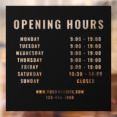 Minimalistische moderne openingsuren zwart zakelij raamsticker (Vel 2)