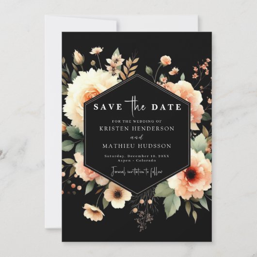 Minimalistische moderne perzik bruiloft save the date (Voorkant)