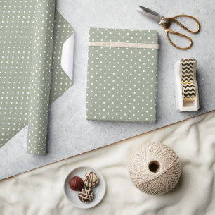Minimalistische moderne polka stip neutraal salie  cadeaupapier