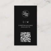 Minimalistische Moderne QR Code Monogram Naam Visitekaartje (Voorkant)