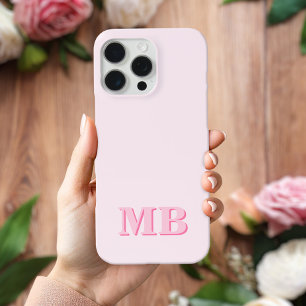 Minimalistische Moderne Roze Initiaal Monogram iPhone 13 Hoesje