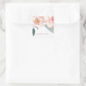 Minimalistische moderne roze pioenroos bloem water vierkante sticker (Tas)