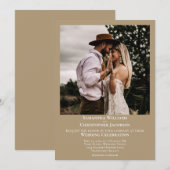 Minimalistische moderne Sandy Tan foto bruiloft Kaart (Voorkant / Achterkant)