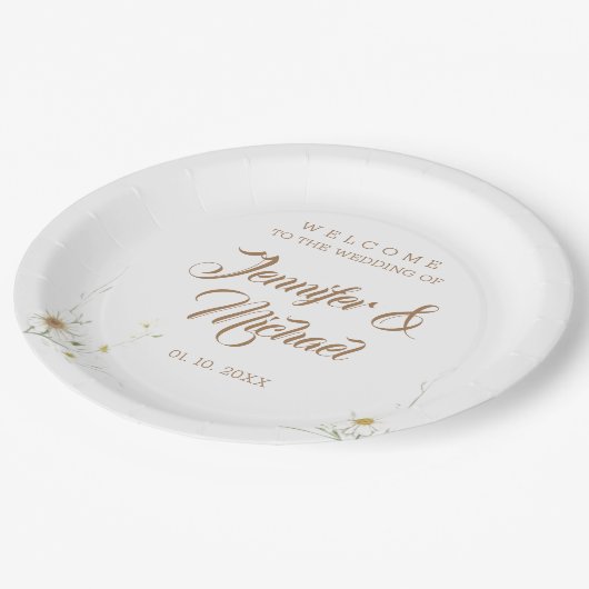 Minimalistische moderne Schattigee bruiloft welkom Papieren Bordje (Gekanteld)