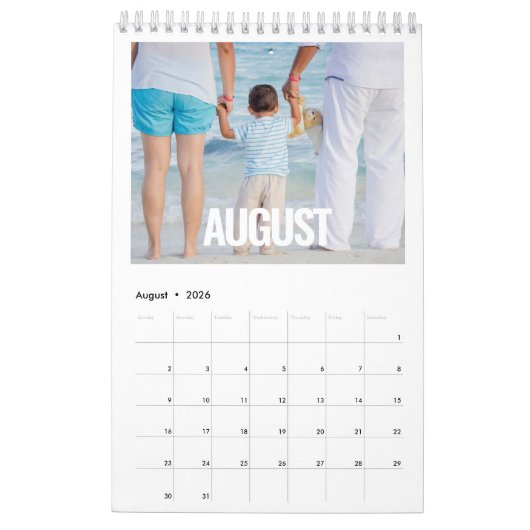 Minimalistische moderne script 2020-familiefoto kalender (Aug 2026)