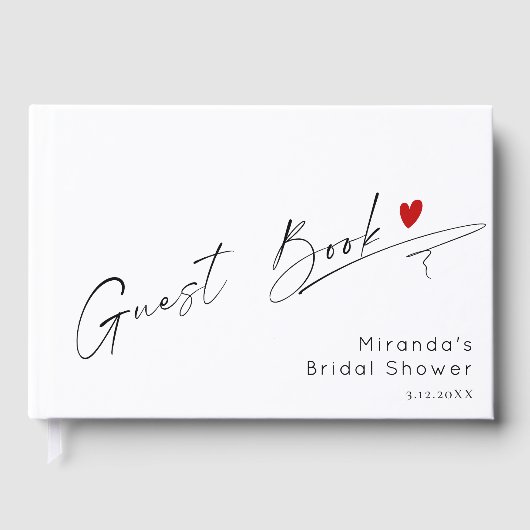 Minimalistische moderne script bruiloft gastenboek (Voorkant)