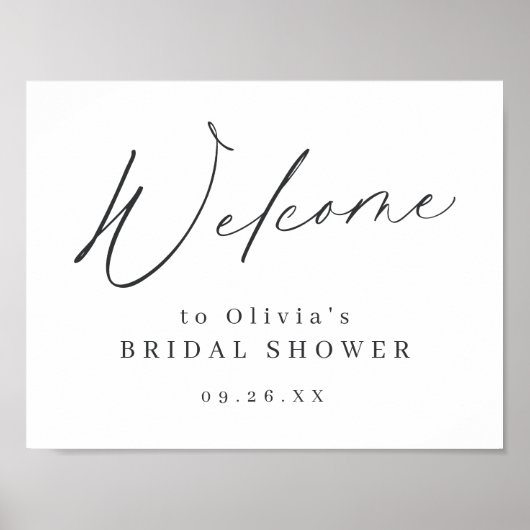 Minimalistische moderne script bruiloftsshower wel poster (Voorkant)