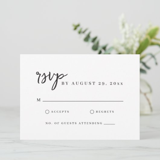 Minimalistische moderne script Eenvoudige witte RS Kaart (Staand voorkant)