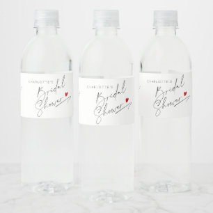 Minimalistische moderne script hart Bruids douche Waterfles Etiket