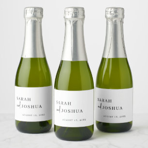 Minimalistische moderne script zwart-wit bruiloft sparkling wijnetiket