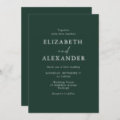 Minimalistische moderne smaragd groene bruiloft kaart (Voorkant / Achterkant)