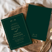 Minimalistische moderne smaragdgroene gouden bruil kaart