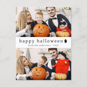 Minimalistische Moderne Spooky Happy Halloween 2 F Feestdagenkaart