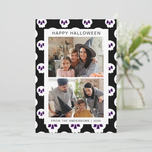 Minimalistische Moderne Spooky Happy Halloween 2 F Feestdagenkaart (Staand voorkant)