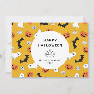 Minimalistische Moderne Spooky Happy Halloween 3 F Feestdagenkaart