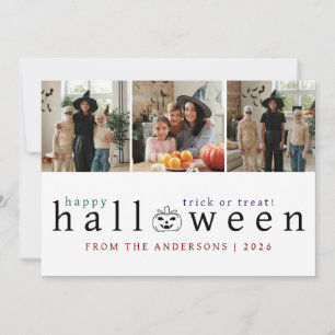 Minimalistische Moderne Spooky Happy Halloween 3 F Feestdagenkaart