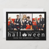 Minimalistische Moderne Spooky Happy Halloween 3 F Feestdagenkaart (Voorkant)