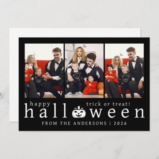 Minimalistische Moderne Spooky Happy Halloween 3 F Feestdagenkaart (Voorkant / Achterkant)