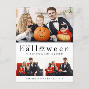Minimalistische Moderne Spooky Happy Halloween 3 F Feestdagenkaart