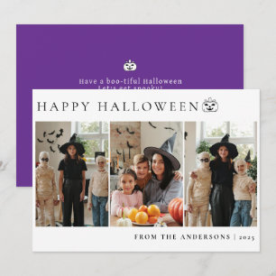 Minimalistische Moderne Spooky Happy Halloween 3 F Feestdagenkaart