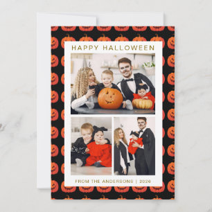 Minimalistische Moderne Spooky Happy Halloween 3 F Feestdagenkaart
