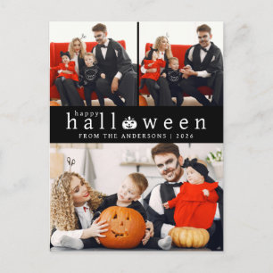 Minimalistische Moderne Spooky Happy Halloween 3 F Feestdagenkaart