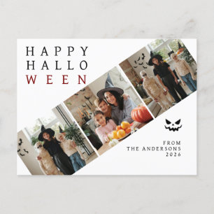 Minimalistische Moderne Spooky Happy Halloween 3 F Feestdagenkaart