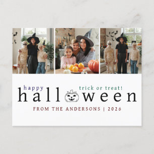 Minimalistische Moderne Spooky Happy Halloween 3 F Feestdagenkaart