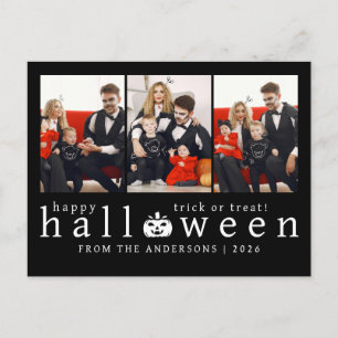 Minimalistische Moderne Spooky Happy Halloween 3 F Feestdagenkaart