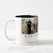 Minimalistische Moderne Spooky Happy Halloween 3 F Tweekleurige Koffiemok (Links)