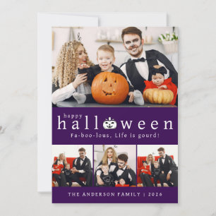 Minimalistische Moderne Spooky Happy Halloween 4 F Feestdagenkaart