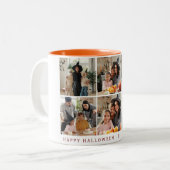 Minimalistische Moderne Spooky Happy Halloween 6 F Tweekleurige Koffiemok (Voorkant links)
