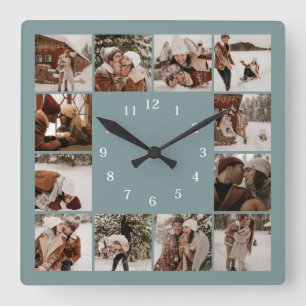 Minimalistische moderne stijlvolle familiefotocoll vierkante klok