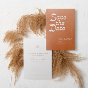 Minimalistische moderne terracotta Save the Date Kaart