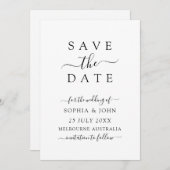 Minimalistische moderne trouwdatum aankondiging (Voorkant / Achterkant)