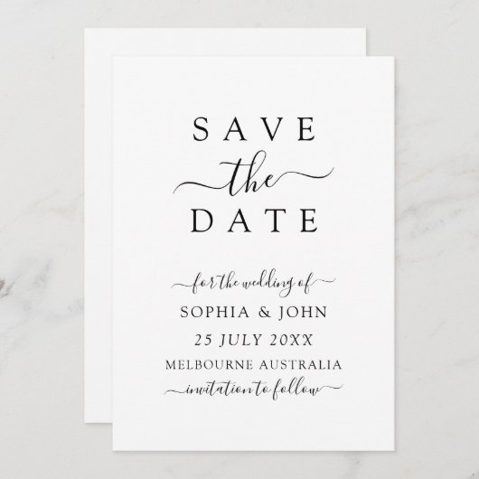 Minimalistische moderne trouwdatum aankondiging (Voorkant / Achterkant)