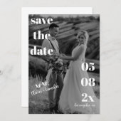 MINIMALISTISCHE MODERNE TROUWEN ZWART & WIT SAVE THE DATE (Voorkant / Achterkant)