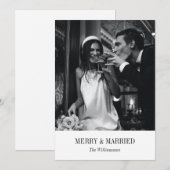 Minimalistische moderne trouwfoto Chic Christmas Feestdagenkaart (Voorkant / Achterkant)