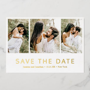 Minimalistische Moderne Trouwkaart Save The Date Folie Uitnodiging