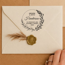 Minimalistische moderne tweepersoons retouradres rubberstempel