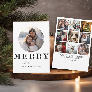 Minimalistische moderne type chique foto kerstfami feestdagenkaart