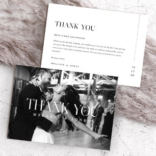 Minimalistische moderne Typografie Black White Wed Bedankkaart