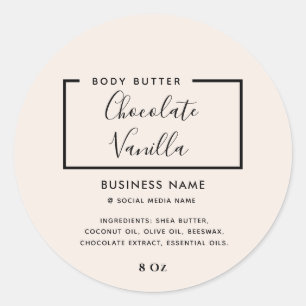 Minimalistische moderne typografie crème productla ronde sticker